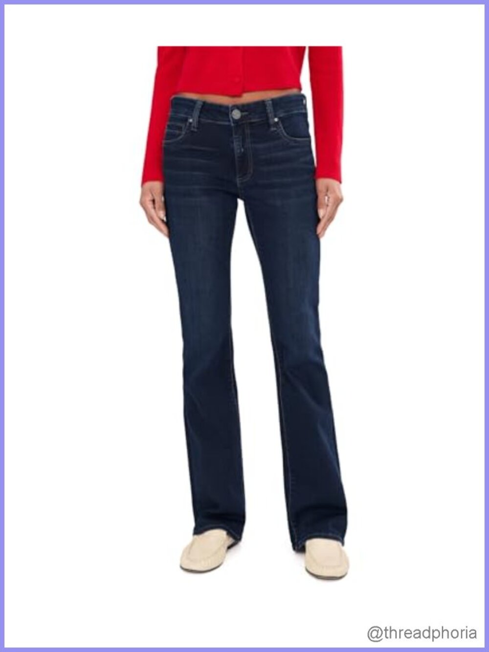 High Rise Bootcut Jeans Vintage Stretch Cotton Blend Denim
